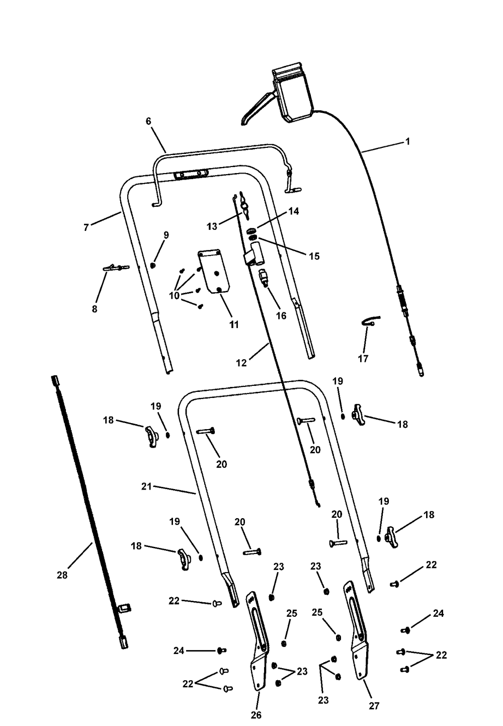 Handles And Controls (Btpv21) Diagram and Parts List for 7800268-BTPV21675E 2008 Briggs and Stratton Lawn Mower